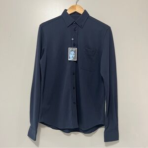 John Lennon Men's Button Down Polo Dress Shirt Small Navy Blue Bag One Arts